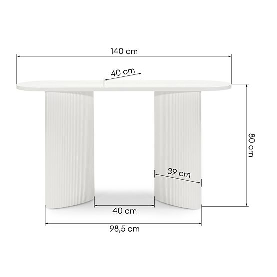 Psací stůl/konzole Pauline 140 cm, bílá, lamely