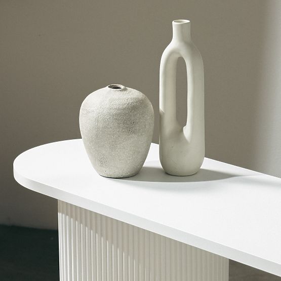 Psací stůl/konzole Pauline 140 cm, bílá, lamely