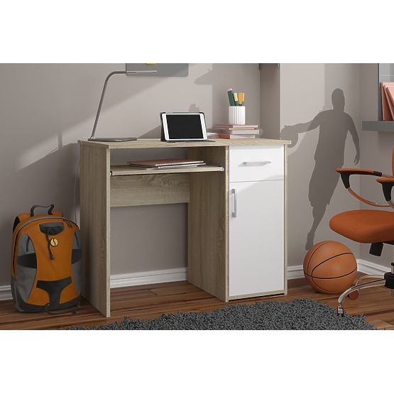 PSACÍ STŮL PIN DUB SONOMA / BÍLÁ