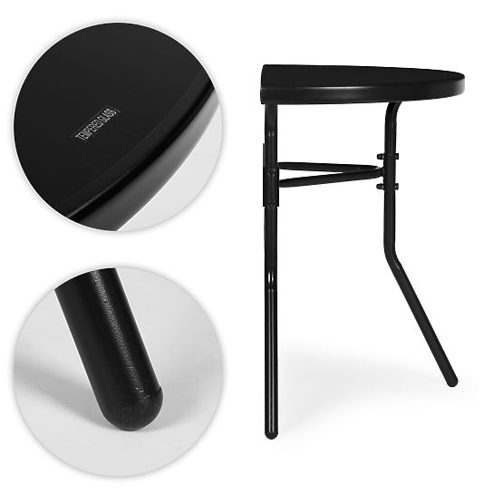 Půlkruhový skleněný konferenční stolek na balkon, terasu, patio černý MultiGarden