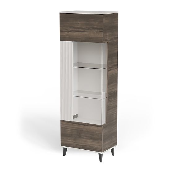 RANDOM 2 V-1 vitrína kašmír / ořech / černá 