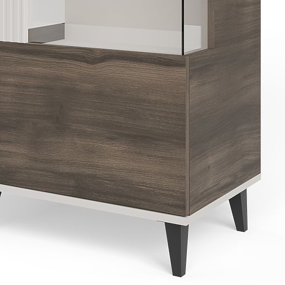 RANDOM 2 V-1 vitrína kašmír / ořech / černá 