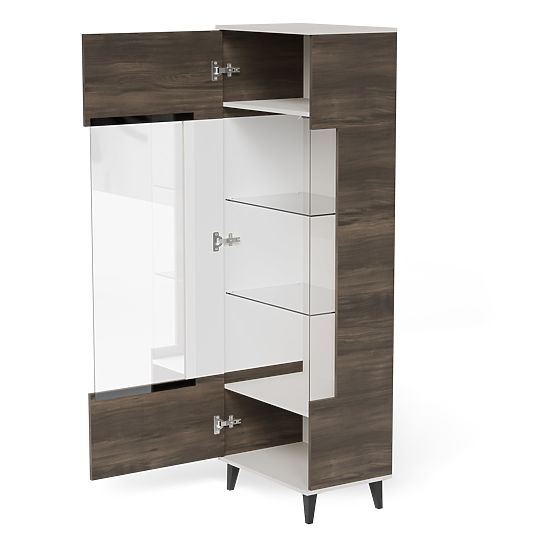 RANDOM 2 V-1 vitrína kašmír / ořech / černá 