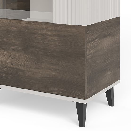 RANDOM 2 V-1 vitrína kašmír / ořech / černá 