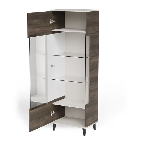 RANDOM 2 V-1 vitrína kašmír / ořech / černá 