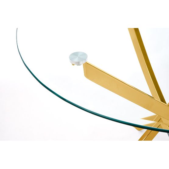 RAYMOND stůl, deska - průhledná, nohy - zlaté (2p=1ks)