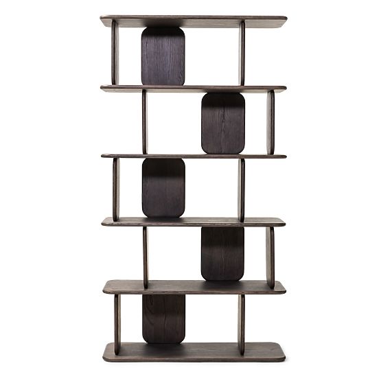 Regál Fonticelle zaoblený, masivní dubové dřevo, dýha, espresso