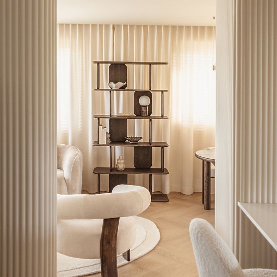 Regál Fonticelle zaoblený, masivní dubové dřevo, dýha, espresso