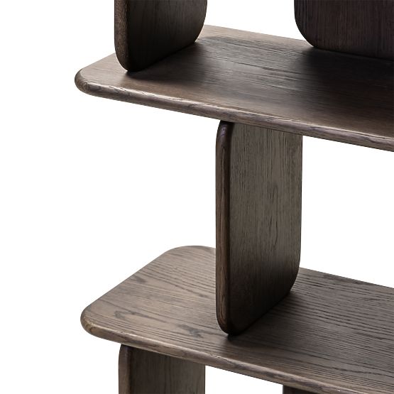 Regál Fonticelle zaoblený, masivní dubové dřevo, dýha, espresso