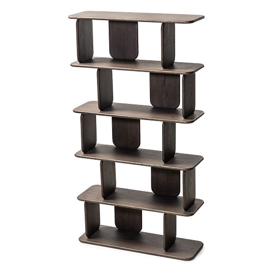 Regál Fonticelle zaoblený, masivní dubové dřevo, dýha, espresso