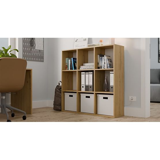 REGÁL MALAX 3x3 H DUB ARTISAN S PEVNÝM ZADNÍM HDF POLICEMI 110x110 CM