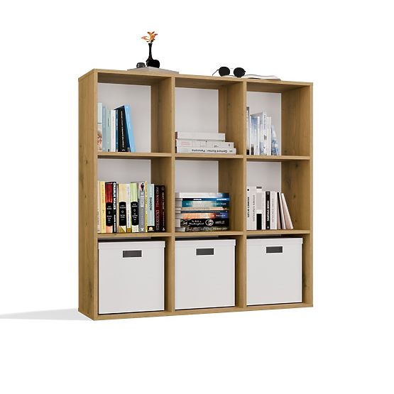 REGÁL MALAX 3x3 H DUB ARTISAN S PEVNÝM ZADNÍM HDF POLICEMI 110x110 CM