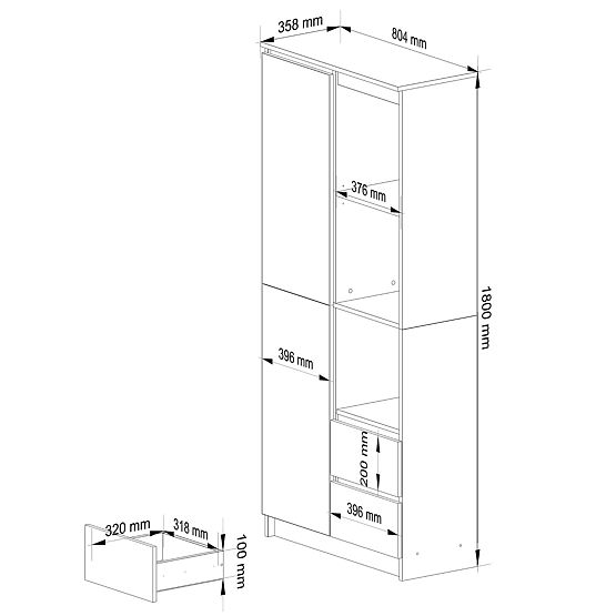 REGÁL R11 R80 1D 2SZ CLP PK BÍLÝ / ŠEDÝ