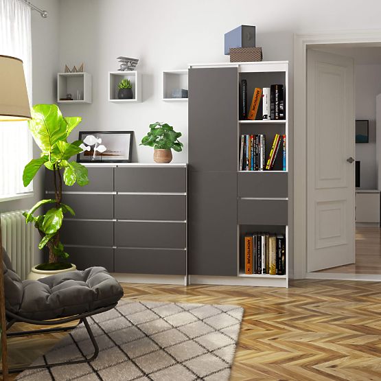 REGÁL R15 R80 1D 2SZ CLP PK BÍLÝ / ŠEDÝ