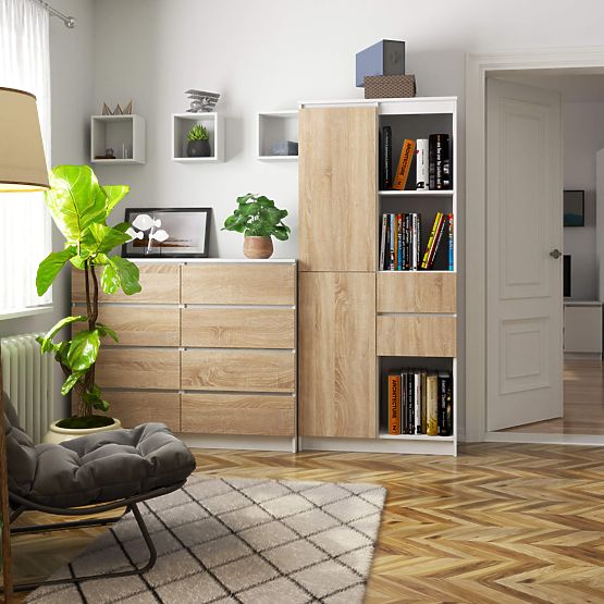 REGÁL R15 R80 1D 2SZ CLP PK BÍLÝ / SONOMA