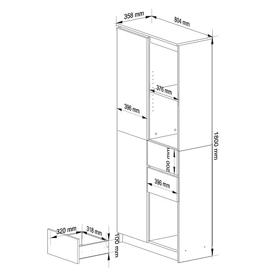 REGÁL R15 R80 1D 2SZ CLP PK BÍLÝ / SONOMA