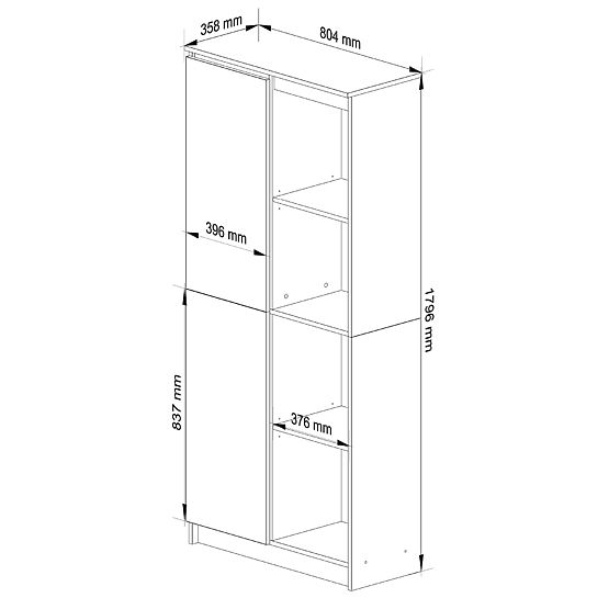 REGÁL R80 1D 4P CLP WENGE / BÍLÁ