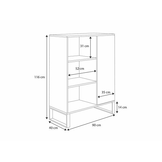 Regál skříň Fondi dub craft zlatý - černý, loft styl