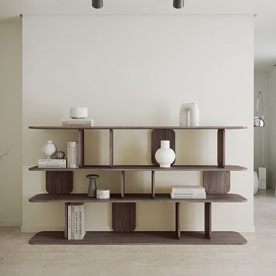 Regál Tulumo 200 cm, zaoblený, Ořech Villa