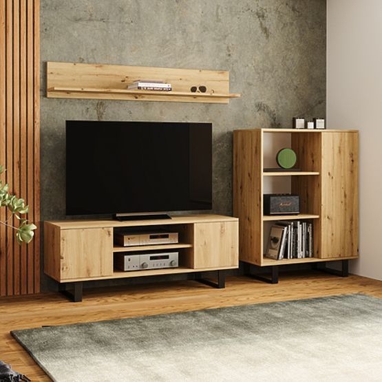 Regál vitrína Fondi kovové nohy Dub artisan