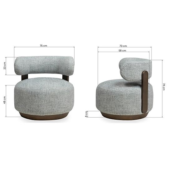 Relaxační křeslo Dolce, oblé tvary, modro-béžová/ořech