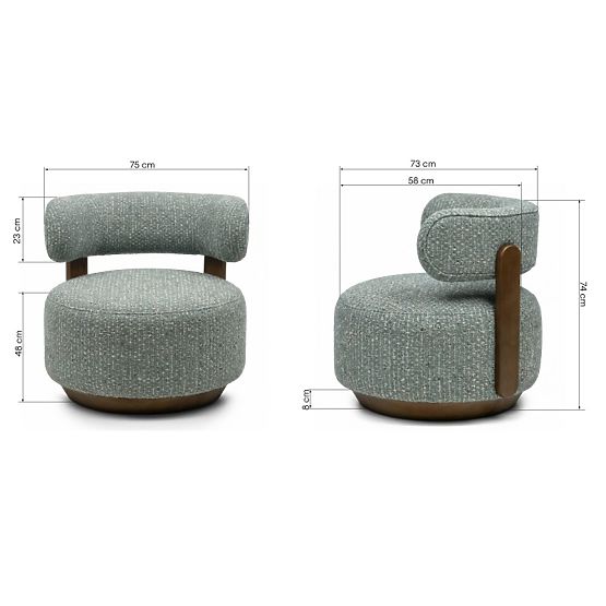 Relaxační křeslo Dolce, oblé tvary, modro-béžová/ořech