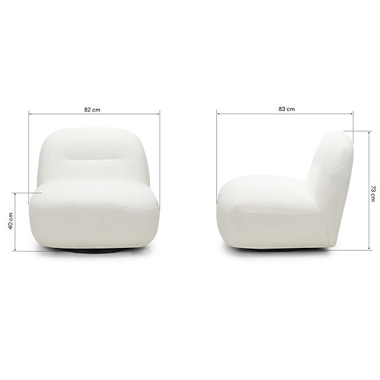 Relaxační křeslo Giorgia s otočnou základnou, krémové, boucle