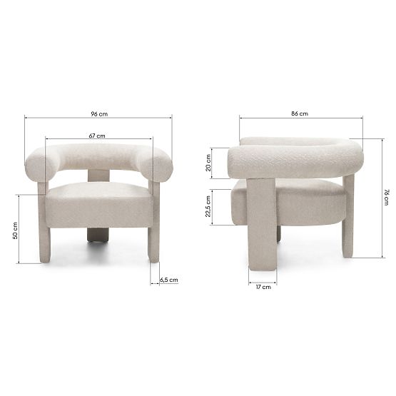 Relaxační křeslo Hella světle béžové, boucle, zaoblené