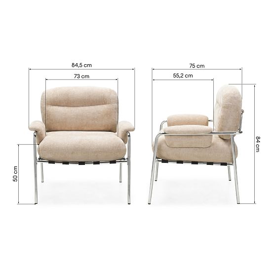 Relaxační křeslo Inverno béžové, chromované