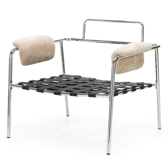 Relaxační křeslo Inverno béžové, chromované