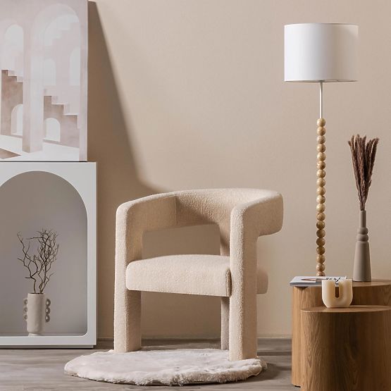 Relaxační křeslo Lory, boucle, béžové