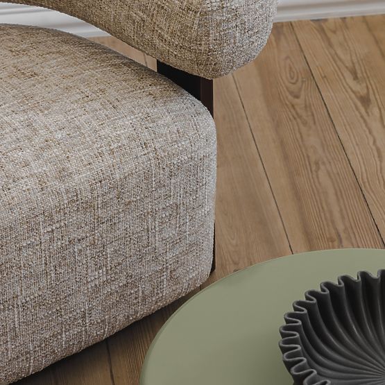 Relaxační křeslo Maribel béžovošedé/ořech, oblý tvar