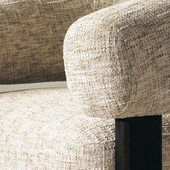 Relaxační křeslo Maribel béžovošedé/ořech, oblý tvar