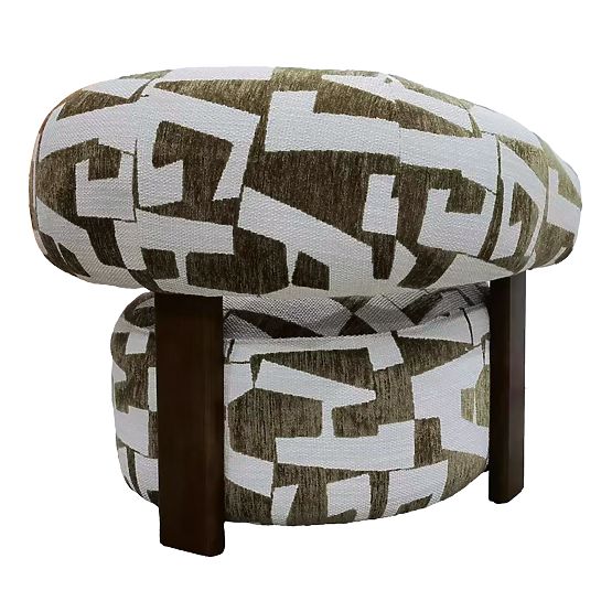 Relaxační křeslo Maribel olivově-krémové/ořech, oblé tvary