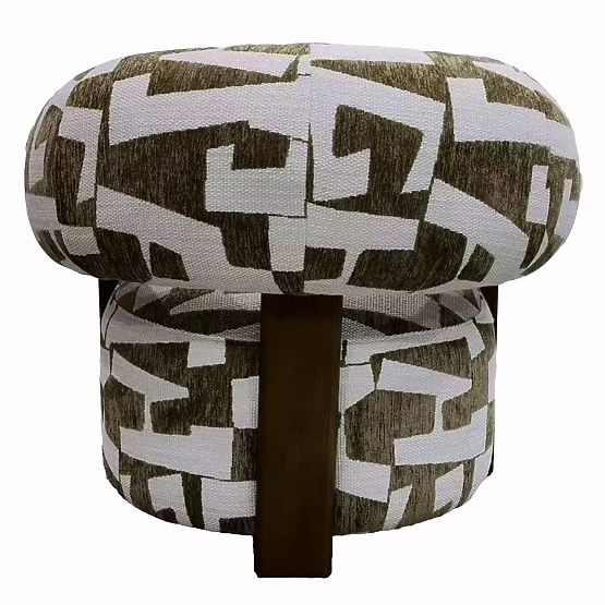 Relaxační křeslo Maribel olivově-krémové/ořech, oblé tvary