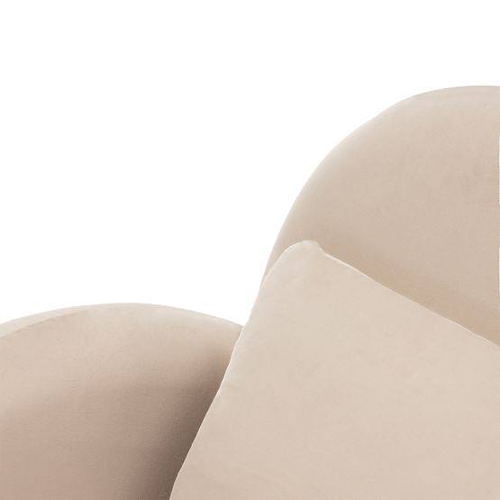Relaxační křeslo Rainbow světle béžové, sametové, zaoblené