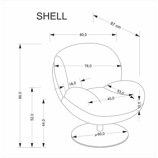 Relaxační křeslo SHELL, šedé 