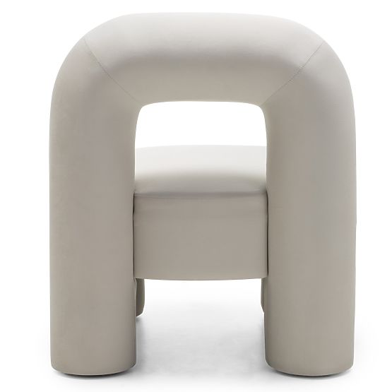 Relaxační křeslo Vasto, krémové, sametové, oblé tvary