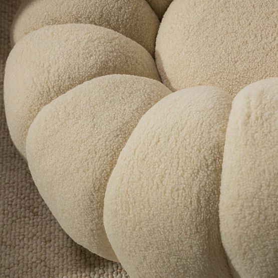 Relaxační křeslo Venezia béžové s otočnou základnou, boucle, oblé tvary