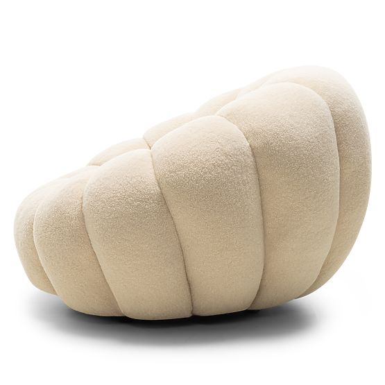 Relaxační křeslo Venezia béžové s otočnou základnou, boucle, oblé tvary