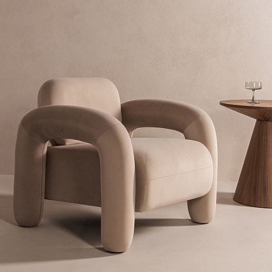 Relaxační křeslo Vico, světle béžové, sametové