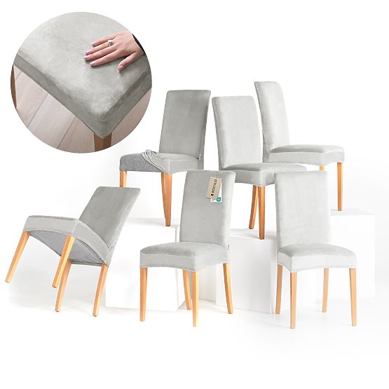 RESTILO potah na židle SENTO barva šedá hladká klasický styl