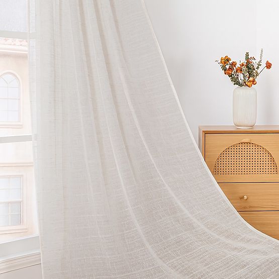 RESTILO záclona DRIMAR barva béžová moderní styl materiál len, mikrovlákno 140x250