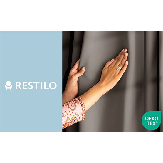 RESTILO závěs BLACKOUT barva béžová, šerpa na uchycení, klasický styl, páska, materiál blackout 140x