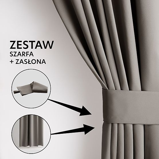 RESTILO závěs BLACKOUT barva béžová, šerpa na uchycení, klasický styl, páska, materiál blackout 140x