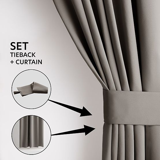 RESTILO závěs BLACKOUT barva béžová, šerpa na uchycení, klasický styl, páska, materiál blackout 140x