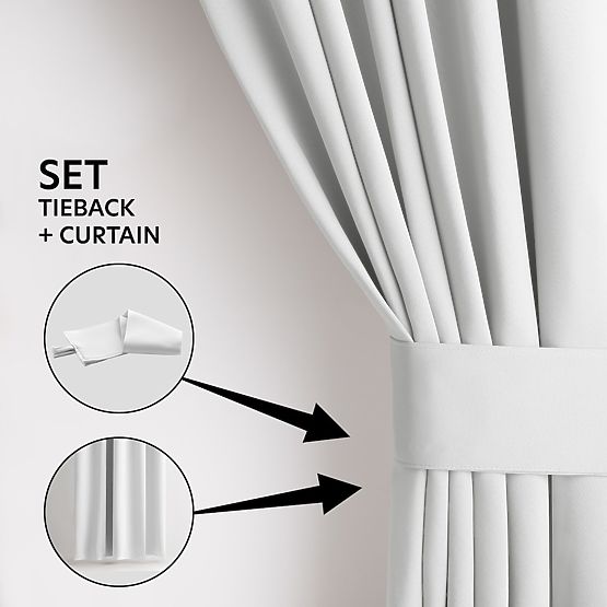 RESTILO závěs BLACKOUT barva bílá, klasický styl, stříbrné kroužky, materiál blackout