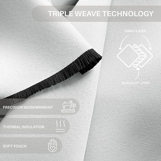 RESTILO závěs BLACKOUT barva bílá, šerpa na uchycení, klasický styl, stříbrné průchodky, materiál bl