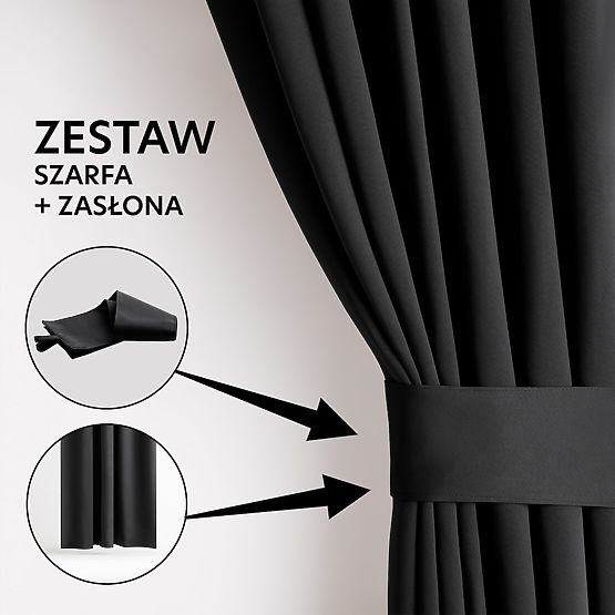 RESTILO závěs BLACKOUT barva černá šerpa klasický styl páska materiál blackout 140x24