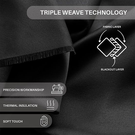 RESTILO závěs BLACKOUT barva černá, šerpa na stažení, klasický styl, stříbrné průchodky, materiál bl